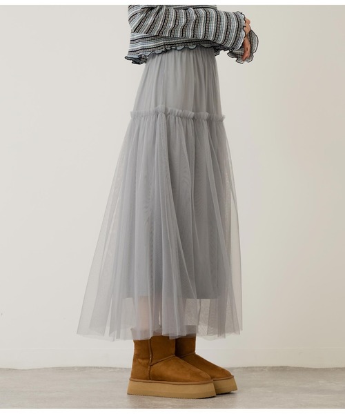 ANAP(アナップ)の「チュール切替スカート(スカート・レディース・ブラック/グレー/ピンクベージュ・FREE)」の10枚目の写真