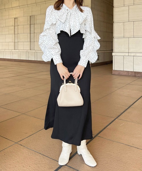 セール】切り替えフリルボウタイワンピース【ZOZOTOWN限定アイテム