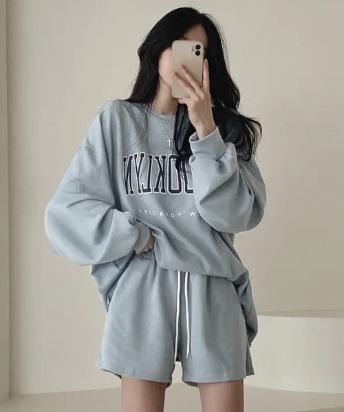 MYMOOD.（マイムード）の「【上下2点セット】カレッジロゴ スウェットセットアップ ルームウェア（その他ルームウェア・レディース・ブラック/ブルー/モカ・FREE）」の15枚目の写真