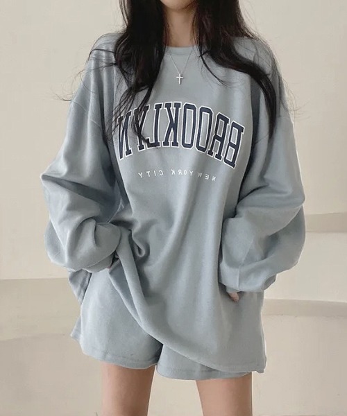 MYMOOD.（マイムード）の「【上下2点セット】カレッジロゴ スウェットセットアップ ルームウェア（その他ルームウェア・レディース・ブラック/ブルー/モカ・FREE）」の14枚目の写真