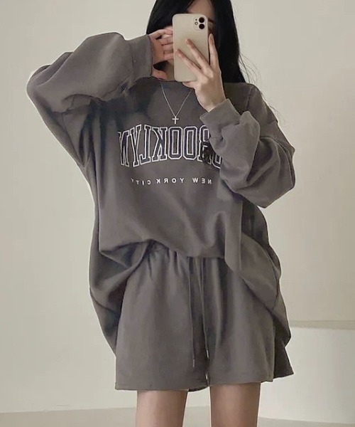 MYMOOD.（マイムード）の「【上下2点セット】カレッジロゴ スウェットセットアップ ルームウェア（その他ルームウェア・レディース・ブラック/ブルー/モカ・FREE）」の9枚目の写真