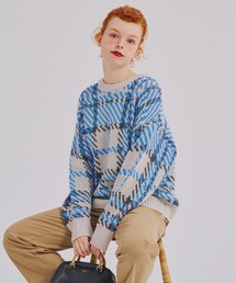 FREAK'S STORE | ビッグ チェック柄 ニット/ビッグシルエット プルオーバーニット(ニット/セーター)