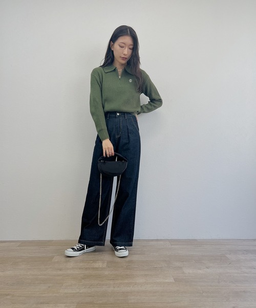 ISOOK(アイスー)の「【ISOOK / アイスー】ハーフジップロゴポロニット / セーター 刺繍 ZOZOTOWN限定(ニット/セーター・レディース・カーキ/アイボリー・FREE)」の7枚目の写真