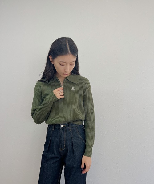 ISOOK(アイスー)の「【ISOOK / アイスー】ハーフジップロゴポロニット / セーター 刺繍 ZOZOTOWN限定(ニット/セーター・レディース・カーキ/アイボリー・FREE)」の9枚目の写真