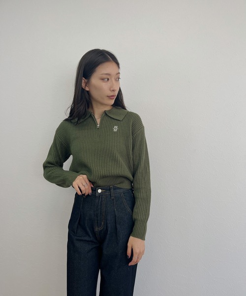 ISOOK(アイスー)の「【ISOOK / アイスー】ハーフジップロゴポロニット / セーター 刺繍 ZOZOTOWN限定(ニット/セーター・レディース・カーキ/アイボリー・FREE)」の13枚目の写真