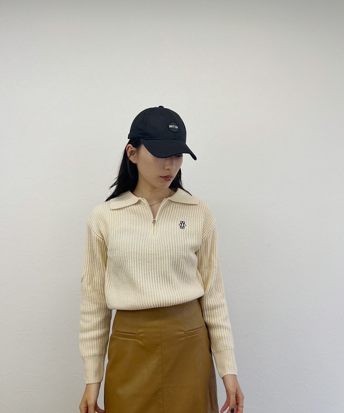 ISOOK(アイスー)の「【ISOOK / アイスー】ハーフジップロゴポロニット / セーター 刺繍 ZOZOTOWN限定(ニット/セーター・レディース・カーキ/アイボリー・FREE)」の4枚目の写真