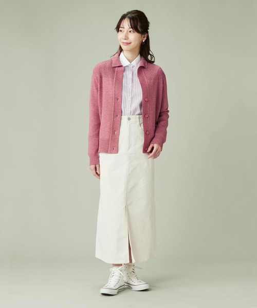 TOKYO SHIRTS（トウキョウシャツ）の「スタンドヘンリーネック ニットカーディガン（カーディガン/ボレロ・レディース・ネイビー/ブラック/カーキ/モカ/ピンク・LL/M/L）」の6枚目の写真