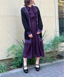 axes femme（アクシーズファム）の「音楽刺繍ロングニットカーディガン（カーディガン/ボレロ）」