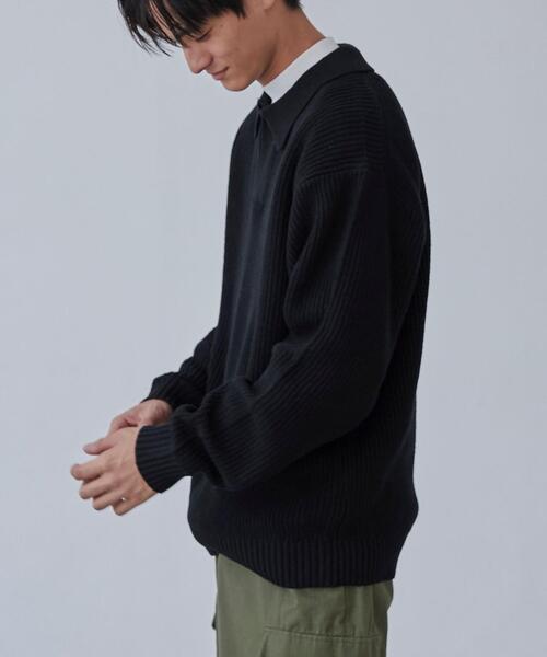 coen（コーエン）の「ルーズシルエットアゼ編みスキッパーニット（WEB限定カラー）（ニット/セーター・メンズ・ブラック/ダークグレー/モカ・S/M/L/XL）」の14枚目の写真