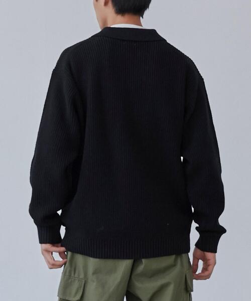 coen（コーエン）の「ルーズシルエットアゼ編みスキッパーニット（WEB限定カラー）（ニット/セーター・メンズ・ブラック/ダークグレー/モカ・S/M/L/XL）」の15枚目の写真