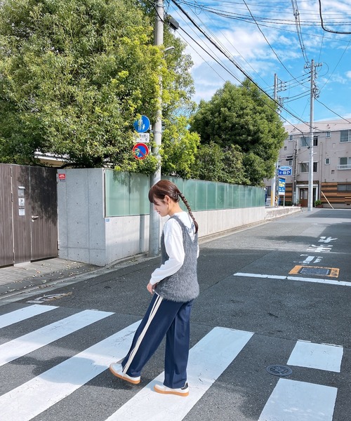 AS KNOW AS plus（アズノゥアズプラス）の「☆らくちんサイドライントラックパンツ（その他パンツ・レディース・ブラック/モカ/ネイビー・FREE）」の4枚目の写真