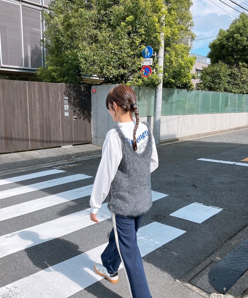 AS KNOW AS plus（アズノゥアズプラス）の「☆らくちんサイドライントラックパンツ（その他パンツ・レディース・ブラック/モカ/ネイビー・FREE）」の5枚目の写真