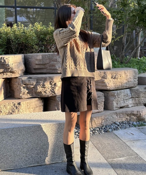 3.3 Field Trip （3.3フィールドトリップ）の「3.3 Field Trip／ストラップミニスカート 2991076（スカート・レディース・ブラック/カーキ・FREE）」の3枚目の写真