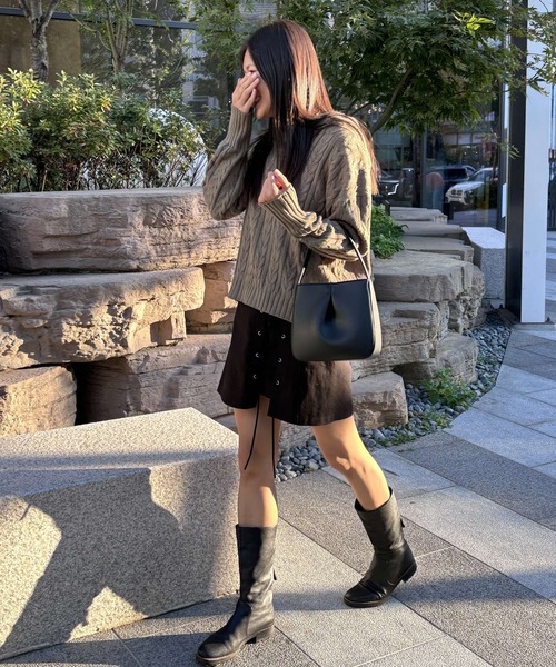 3.3 Field Trip （3.3フィールドトリップ）の「3.3 Field Trip／ストラップミニスカート 2991076（スカート・レディース・ブラック/カーキ・FREE）」の4枚目の写真