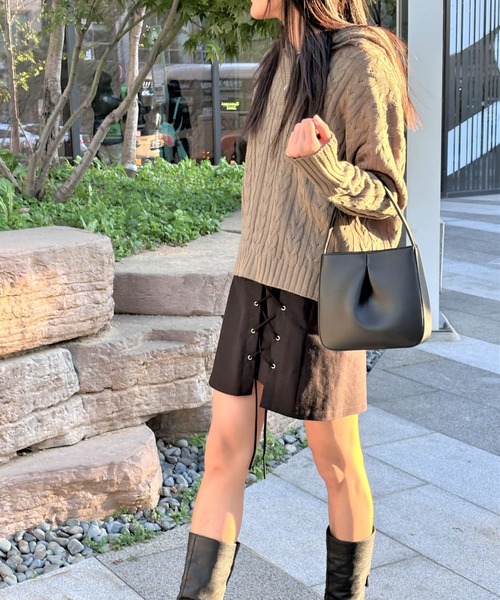 3.3 Field Trip （3.3フィールドトリップ）の「3.3 Field Trip／ストラップミニスカート 2991076（スカート・レディース・ブラック/カーキ・FREE）」の6枚目の写真