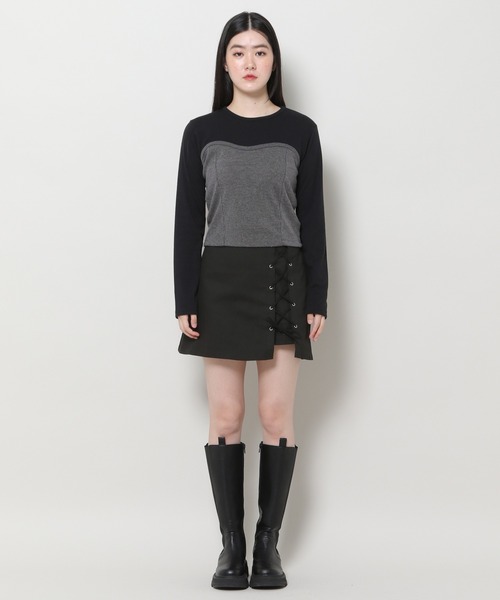 3.3 Field Trip （3.3フィールドトリップ）の「3.3 Field Trip／ストラップミニスカート 2991076（スカート・レディース・ブラック/カーキ・FREE）」の12枚目の写真