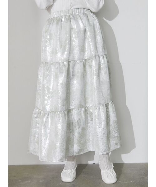 merry jenny（メリージェニー）の「shinyフレアスカート（スカート・レディース・オフホワイト/グリーン・FREE）」の15枚目の写真