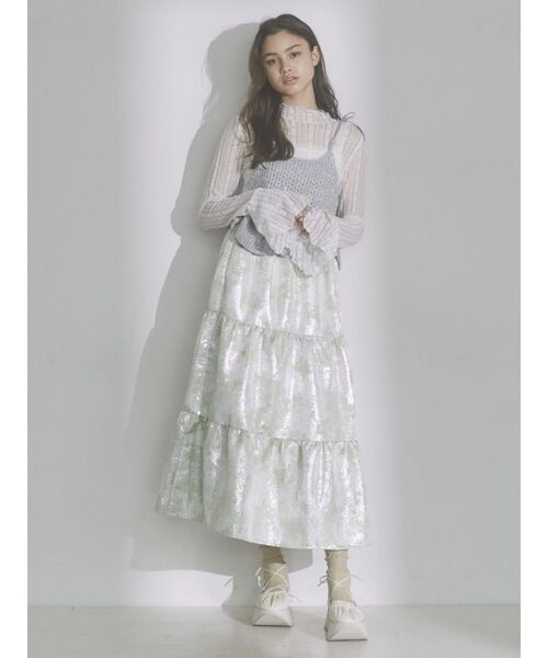merry jenny（メリージェニー）の「shinyフレアスカート（スカート・レディース・オフホワイト/グリーン・FREE）」の21枚目の写真
