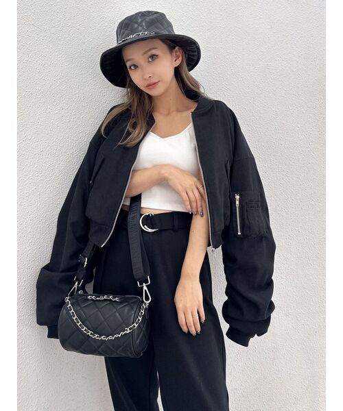 GYDA(ジェイダ)の「キルティング Cylinder バッグ(ハンドバッグ・レディース・ブラック/オフホワイト・FREE)」の12枚目の写真