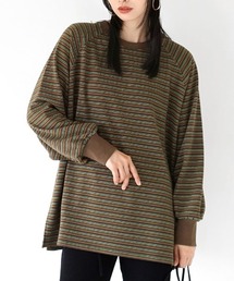 MIMIMEMETE（ミミメメット）の「ボーダーフリース ビッグプルオーバー（Tシャツ/カットソー）」