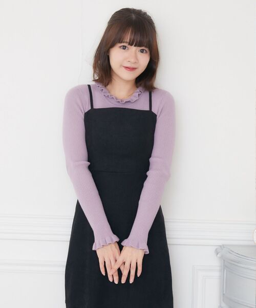 ems excite（エムズエキサイト）の「裾フリルキャミOP（ワンピース・レディース・ブラック/ブルー/グレー系その他・FREE）」の4枚目の写真