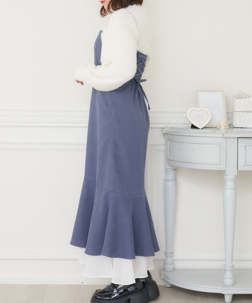 ems excite（エムズエキサイト）の「裾フリルキャミOP（ワンピース・レディース・ブラック/ブルー/グレー系その他・FREE）」の2枚目の写真