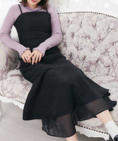 ems excite（エムズエキサイト）の「裾フリルキャミOP（ワンピース・レディース・ブラック/ブルー/グレー系その他・FREE）」の3枚目の写真