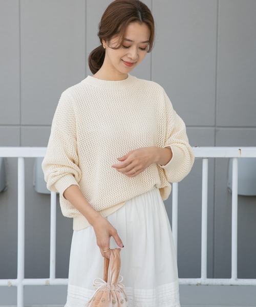 URBAN RESEARCH DOORS(アーバンリサーチドアーズ)の「メッシュKNITプルオーバー(ニット/セーター・レディース・ホワイト系その他/アイボリー・MEDIUM)」の12枚目の写真