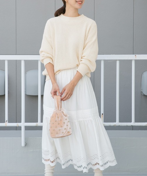 URBAN RESEARCH DOORS(アーバンリサーチドアーズ)の「メッシュKNITプルオーバー(ニット/セーター・レディース・ホワイト系その他/アイボリー・MEDIUM)」の14枚目の写真