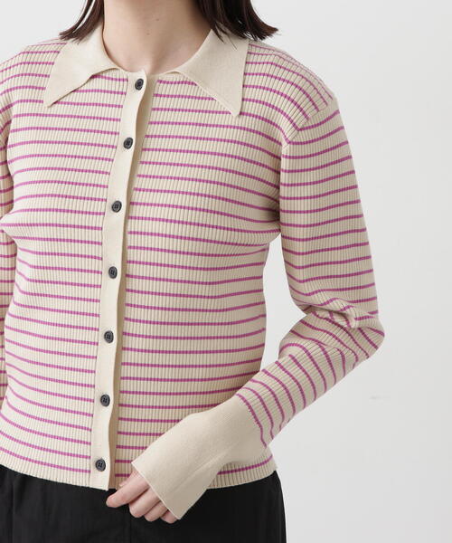 N.(N. Natural Beauty Basic)(エヌエヌナチュラルビューティーベーシック)の「◆襟付きリブカーディガン(カーディガン/ボレロ・レディース・ホワイト×ピンク/ホワイト×ブラック・MEDIUM)」の17枚目の写真