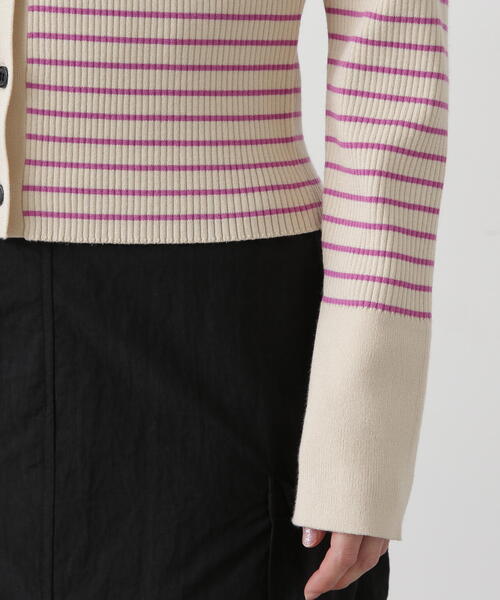 N.(N. Natural Beauty Basic)(エヌエヌナチュラルビューティーベーシック)の「◆襟付きリブカーディガン(カーディガン/ボレロ・レディース・ホワイト×ピンク/ホワイト×ブラック・MEDIUM)」の19枚目の写真