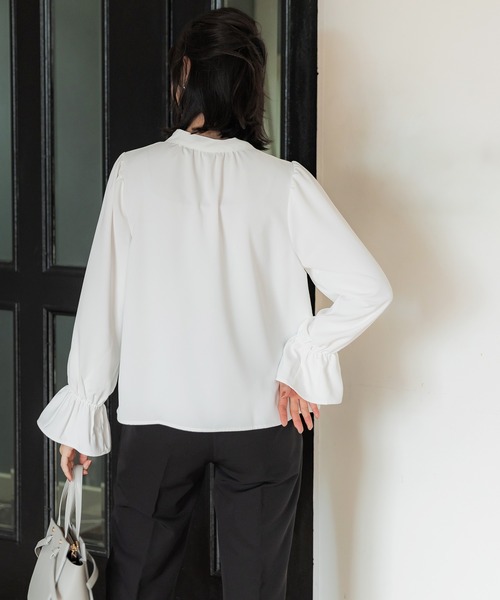 coca（coca）（コカ）の「ボウタイブラウス/UVカット/防シワ/イージーケア（シャツ/ブラウス・レディース・ホワイト/ライトブルー・M/L）」の11枚目の写真