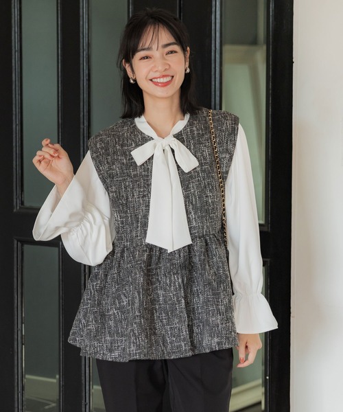 coca（coca）（コカ）の「ボウタイブラウス/UVカット/防シワ/イージーケア（シャツ/ブラウス・レディース・ホワイト/ライトブルー・M/L）」の13枚目の写真