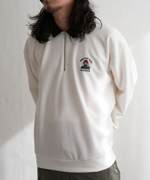 Red Cap Girl（レッドキャプガール）の「Red Cap Girl レッドキャップガール ダンボ−ルニットハーフジップ（ポロシャツ・メンズ・グレー/ブルー/ブラック/ホワイト・M/L）」の2枚目の写真