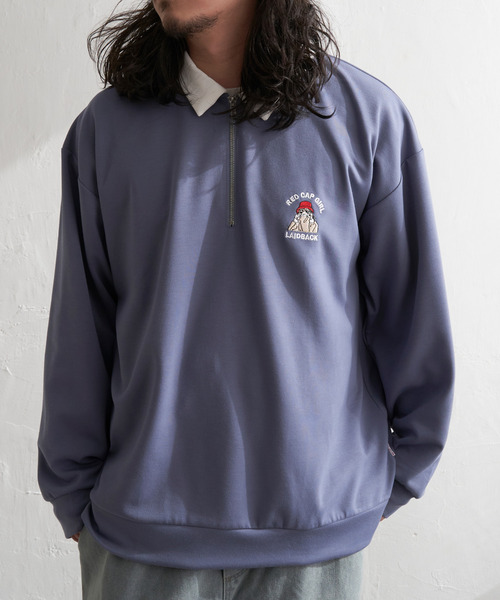 Red Cap Girl（レッドキャプガール）の「Red Cap Girl レッドキャップガール ダンボ−ルニットハーフジップ（ポロシャツ・メンズ・グレー/ブルー/ブラック/ホワイト・M/L）」の4枚目の写真