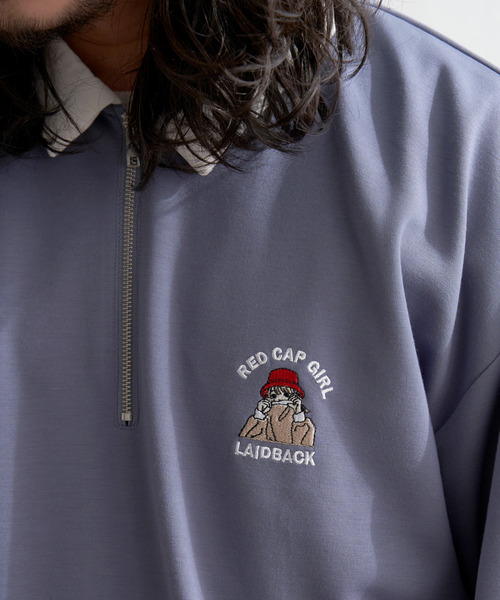Red Cap Girl（レッドキャプガール）の「Red Cap Girl レッドキャップガール ダンボ−ルニットハーフジップ（ポロシャツ・メンズ・グレー/ブルー/ブラック/ホワイト・M/L）」の10枚目の写真