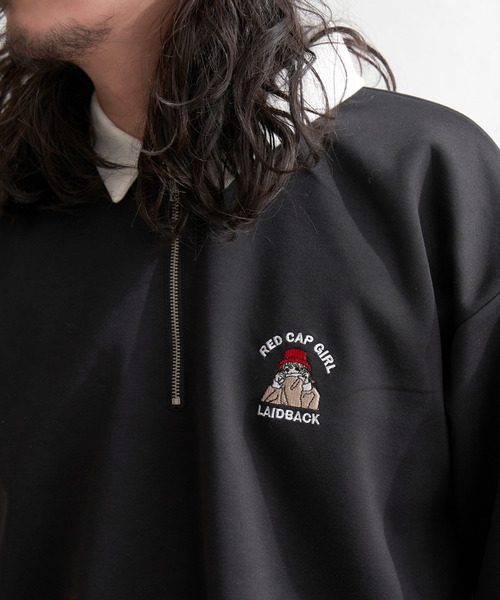 Red Cap Girl（レッドキャプガール）の「Red Cap Girl レッドキャップガール ダンボ−ルニットハーフジップ（ポロシャツ・メンズ・グレー/ブルー/ブラック/ホワイト・M/L）」の13枚目の写真