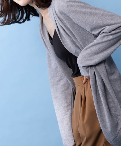 NAVY(ネイビー)の「UVカットトッパーカーディガン 制菌加工 UV対策 季節の変わり目に(カーディガン/ボレロ・レディース・ネイビー/ブラウン/ブラック/オリーブ/杢グレー・M/L/XL/S)」の6枚目の写真