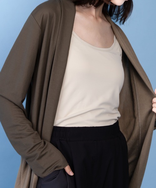 NAVY(ネイビー)の「UVカットトッパーカーディガン 制菌加工 UV対策 季節の変わり目に(カーディガン/ボレロ・レディース・ネイビー/ブラウン/ブラック/オリーブ/杢グレー・M/L/XL/S)」の8枚目の写真