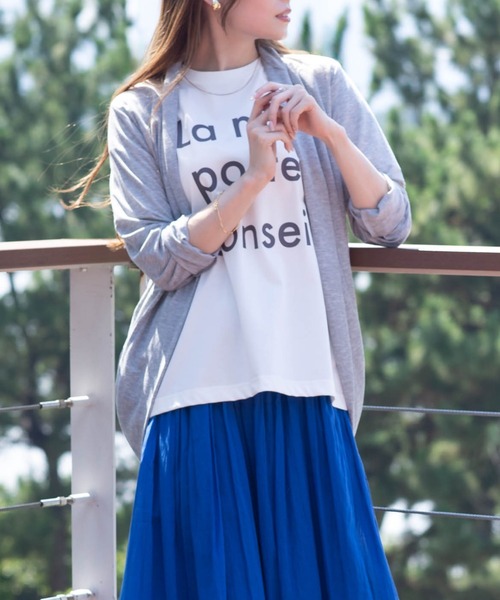 NAVY(ネイビー)の「UVカットトッパーカーディガン 制菌加工 UV対策 季節の変わり目に(カーディガン/ボレロ・レディース・ネイビー/ブラウン/ブラック/オリーブ/杢グレー・M/L/XL/S)」の7枚目の写真