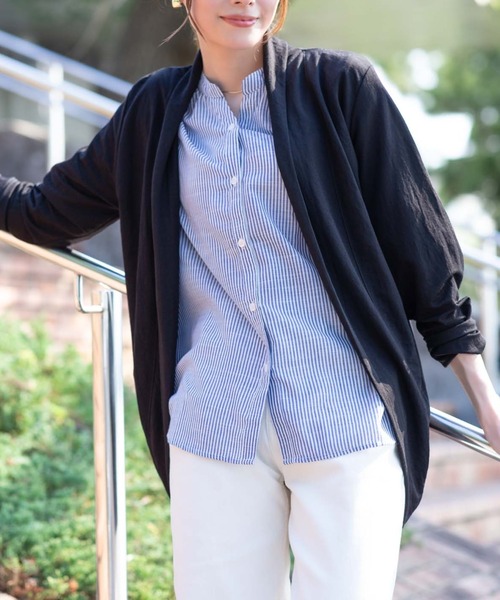 NAVY(ネイビー)の「UVカットトッパーカーディガン 制菌加工 UV対策 季節の変わり目に(カーディガン/ボレロ・レディース・ネイビー/ブラウン/ブラック/オリーブ/杢グレー・M/L/XL/S)」の10枚目の写真
