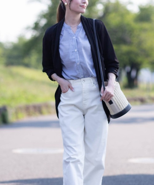 NAVY(ネイビー)の「UVカットトッパーカーディガン 制菌加工 UV対策 季節の変わり目に(カーディガン/ボレロ・レディース・ネイビー/ブラウン/ブラック/オリーブ/杢グレー・M/L/XL/S)」の11枚目の写真