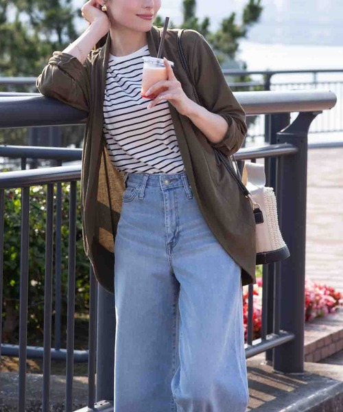 NAVY(ネイビー)の「UVカットトッパーカーディガン 制菌加工 UV対策 季節の変わり目に(カーディガン/ボレロ・レディース・ネイビー/ブラウン/ブラック/オリーブ/杢グレー・M/L/XL/S)」の20枚目の写真