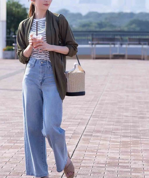 NAVY(ネイビー)の「UVカットトッパーカーディガン 制菌加工 UV対策 季節の変わり目に(カーディガン/ボレロ・レディース・ネイビー/ブラウン/ブラック/オリーブ/杢グレー・M/L/XL/S)」の22枚目の写真