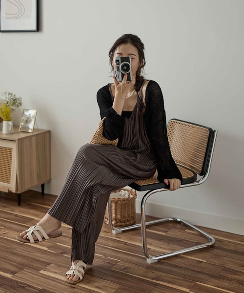 CHAN ME（チャンミ）の「セルフカットプリーツワイドサロペット