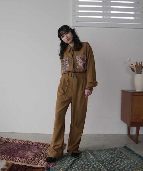 SANSeLF（サンセルフ）の「retro print stitch jumpsuit【SANSeLF】sew23a031（つなぎ/オールインワン・レディース・ブラウン・FREE）」の2枚目の写真
