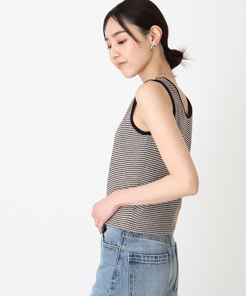 THE SHOP TK (ザ ショップ ティーケー )の「◆【前後2WAY】ストライプ&ジャカードニットタンク/洗濯機OK(タンクトップ・レディース・ブルー系1/ブラック系1/アイボリー系2/ブラウン系3・12/13)」の12枚目の写真