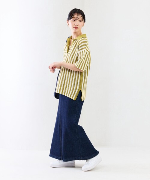 セール】限定展開 アイレット ストライプ ポロニット（ニット