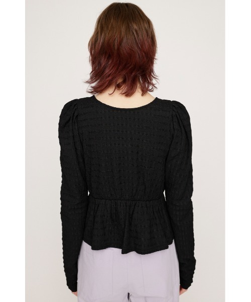 SLY(スライ)の「2WAY SWELLING JQ PUFF TOPS ツーウェイ スウェリング ジャガード パフ トップス(Tシャツ/カットソー・レディース・イエロー/アイボリー/ブラック・FREE)」の15枚目の写真