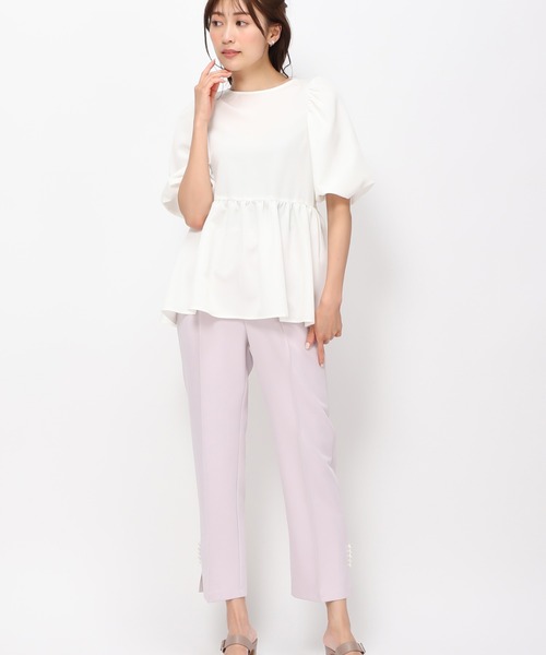 MISCH MASCH(ミッシュマッシュ)の「■2024春夏新作■パール付きストレートパンツ/MM417301(スラックス・レディース・ピンク/ブラック/アイボリー・S/M)」の6枚目の写真
